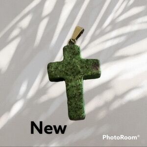 Handmade Natural gemstone cross necklace- green